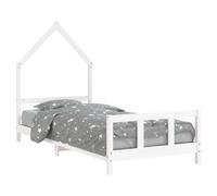 vidaXL Cadre de Lit pour Enfants, Lit Simple avec Sommier à Lattes, Meuble de Chambre à Coucher, Scandinave, Blanc 90x190 cm Bois de Pin Massif