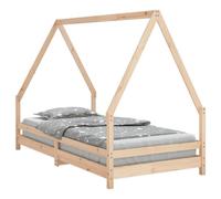 vidaXL Cadre de Lit pour Enfants, Lit Simple avec Sommier à Lattes, Meuble de Chambre à Coucher, Scandinave, Marron 90x190 cm Bois de Pin Massif