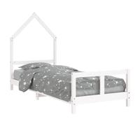 vidaXL Cadre de Lit pour Enfants, Lit Simple avec Sommier à Lattes, Meuble de Chambre à Coucher, Scandinave, Blanc 80x200 cm Bois de Pin Massif