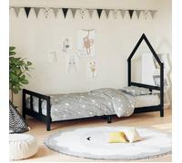 vidaXL Cadre de Lit pour Enfants, Lit Simple avec Sommier à Lattes, Meuble de Chambre à Coucher, Scandinave, Noir 90x200 cm 834569