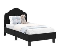 vidaXL Cadre de lit pour Tout-Petit avec tête de lit Noir 70 x 140 cm, Lit rectangulaire Moderne, Cadre en Velours, Robuste et élégant pour Un Sommeil Contemporain