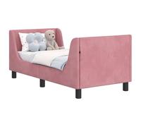 vidaXL Cadre de lit pour Tout-Petit avec tête de lit Rose 70 x 140 cm, Cadre de Lit en Velours Moderne, Design Rectangulaire Pratique, Rangement Durable, Confort Optimal pour Bien Dormir
