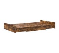 vidaXL Cadre de Lit Rangement en Chêne Fumé 120 x 200 cm, en Bois d'ingénierie. Design Minimaliste avec tiroir intégré pour Un Rangement caché. Fini mélaminé, Super Facile à Assembler. À Utiliser dan