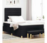 vidaXL Cadre de Lit Rectangulaire Noir avec Tête de Lit, Matelas & Surmatelas 120 X 200 cm Structure en Bois Solide Design Moderne Idéal pour Mobilier de Chambre Banc