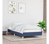 vidaXL Cadre de Lit Rembourré à Lattes Simple Adulte - Meuble de Chambre à Coucher Intérieur Bleu 90x190 cm Tissu