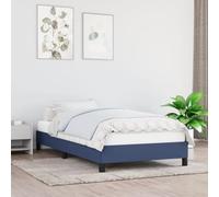 vidaXL Cadre de Lit Rembourré à Lattes Simple Adulte - Meuble de Chambre à Coucher Intérieur Bleu 90x200 cm Tissu