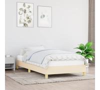vidaXL Cadre de Lit Rembourré à Lattes Simple Adulte - Meuble de Chambre à Coucher Intérieur - Crème 90x200 cm Tissu