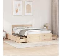 vidaXL Cadre de lit 3282360 avec tiroirs 120x190 cm, bois de pin massif, sommier