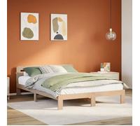 vidaXL Cadre de lit double 120x200 cm sans matelas en pin massif marron, sommier à panneaux