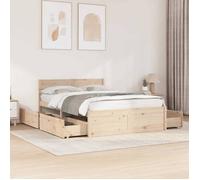 vidaXL Cadre de lit 140x190 cm bois de pin massif avec tiroirs 3282354