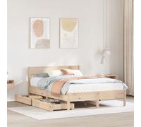 Vidaxl Cadre De Lit Sans Matelas 140x190 Cm Bois De Pin Massif Marron