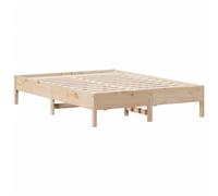 vidaXL Cadre de lit double adulte 140x200 cm en pin massif – sommier à lattes, moderne