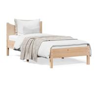 Lit Adulte vidaXL, Cadre de Lit Simple avec Sommier à Lattes, 75x190 cm, Bois de Pin Massif, Meuble de Chambre à Coucher, Moderne, Naturel
