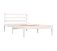 vidaXL Cadre de Lit Cadre à Lattes sur Pied Lit Adulte Sommier à Lattes Meuble de Chambre à Coucher Lit Simple Blanc Bois de Pin Massif 90x190 cm