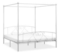 vidaXL Cadre de lit 180x200 cm métal avec baldaquin blanc – sans matelas