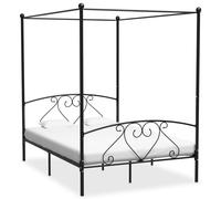 Vidaxl Cadre De Lit Sans Matelas Avec Baldaquin Noir 160x200 Cm Métal Noir