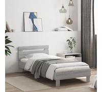 vidaXL Cadre de lit simple – Tête de lit avec lumières LED – Sonoma gris 90x190 cm