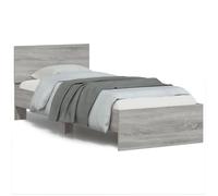 vidaXL Cadre de lit avec tête de lit, sans matelas, sommier à lattes 75x190 cm Gris