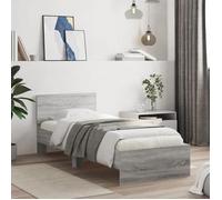 vidaXL Cadre de lit avec tête et sommier à lattes - Simple adulte Sonoma gris 90x190 cm