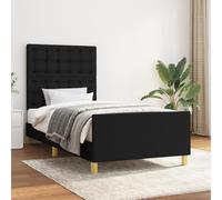 Cadre de Lit avec Tête de Lit Noir 120x200 cm Tissu Rembourré Double vidaXL