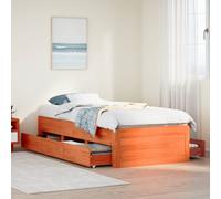 Vidaxl Cadre De Lit Sans Matelas Avec Tiroirs 100x200 Cm Bois De Pin Marron