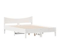 vidaXL Cadre de lit double avec sommier à lattes, bois blanc 140x190 cm 844742