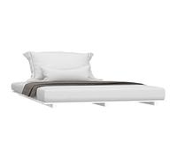vidaXL Cadre de lit Lit double avec sommier à lattes Bois de pin massif Blanc 140x190 cm