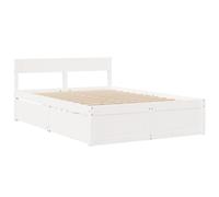 vidaXL Cadre de lit 140x190 cm avec tiroirs en bois de pin massif blanc