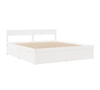 vidaXL Cadre de lit double avec tiroirs Bois de pin massif Blanc 180x200 cm