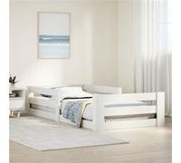 Cadre de lit sans matelas blanc 80x160 cm bois de pin massif, meuble de chambre à coucher, sommier, lit en bois, lit, 855691