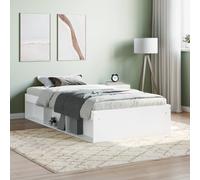 Cadre de Lit, Lit Simple avec Sommier à Lattes, Lit Adulte avec Rangement, Meuble de Chambre à Coucher, Moderne, Blanc 90x200 cm