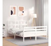 Vidaxl Cadre De Lit Sans Matelas Blanc Bois Massif Blanc