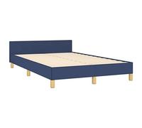 vidaXL Cadre de lit avec tête de lit en tissu bleu 120 x 190 cm