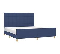 vidaXL Cadre de lit double rembourré avec tête de lit, sommier à lattes, tissu bleu 160x200 cm