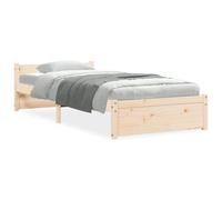 vidaXL Cadre de lit bois massif 75x190 cm Petit simple Marron (sans matelas)