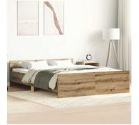 vidaXL Cadre de lit chêne artisanal 140x200 cm – sans matelas, sommier, lit double