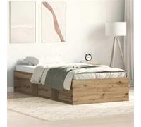 vidaXL Cadre de lit sans matelas chêne artisanal 90x190 cm, meuble de chambre, sommier,, lit, lit simple 3328826 Marron