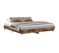 vidaXL Cadre de lit sans Matelas chêne fumé 160x200 cm Bois ingénierie, Meuble de Chambre à Coucher, sommier, lit Double, lit, châlit, lit à Panneaux
