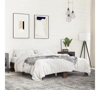 Bed Frame Brown Oak 150x200 cm Engineered Wood and Metal, bed, guest bed, double bed, bedroom furniture, bed base