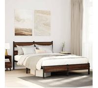 vidaXL Cadre de lit sans matelas 160x200 cm chêne marron – Lit double métal avec sommier