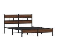 vidaXL Cadre de lit sans Matelas chêne Marron 160x200 cm, lit Double, Meuble de Chambre à Coucher, lit d'invité, lit, Cadre de lit en métal, sommier