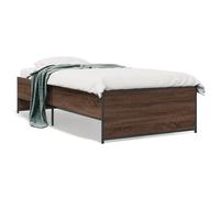 vidaXL Cadre de lit chêne marron 90x190 cm bois d'ingénierie et métal, meubles de chambre, sommier,, lit, lit simple 845250