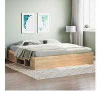 vidaXL Cadre de lit chêne Sonoma 3203889 – 200×200 cm, sommier à lattes et rangement