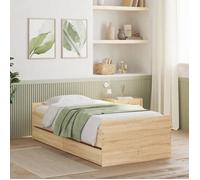 vidaXL Cadre de lit simple avec tiroirs, sommier à lattes Moderne Chêne Sonoma 75x190 cm