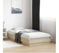 vidaXL Cadre de lit simple moderne en bois d'ingénierie avec sommier à lattes Chêne Sonoma 90x190 cm