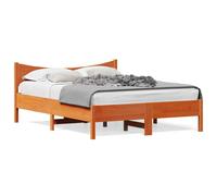 vidaXL Cadre de Lit, Lit Double avec Sommier à Lattes, Lit Adulte, Meuble de Chambre à Coucher, Moderne, Cire Marron 120x200 cm Bois de Pin Massif
