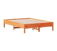 vidaXL Lit double Cadre en bois de pin massif 140x190 cm Marron Moderne Sommier à lattes sur pieds