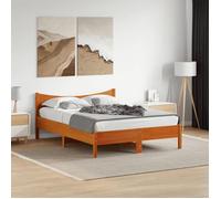 vidaXL Cadre de lit sans matelas 140x190 cm bois pin massif cire marron