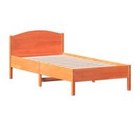 vidaXL Cadre de lit adulte avec tête et sommier à lattes, bois de pin, cire marron 90x190 cm