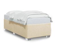 vidaXL Cadre de lit Crème 90 x 200 cm Tissu, sommier, Cadre de lit Plateforme, Cadre de lit rembourré, Meuble de Chambre à Coucher